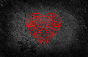 Beautiful Red Heart on Black Background