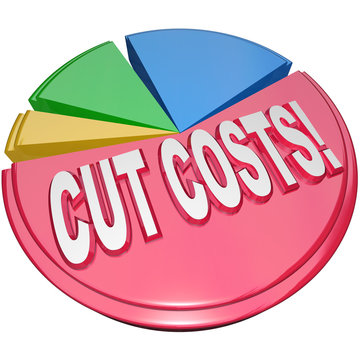 Cut Costs Pie Chart Reduce Overhead Debt