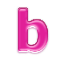 3d Lower-case character B covered in transparent pink texture
