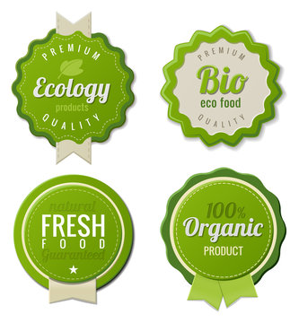 Eco Vintage Labels Bio template set. Ecology Retro design