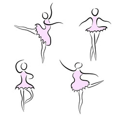 Set of abstract ballet dancers
