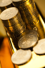 Coins and gold bars, Finance Concept