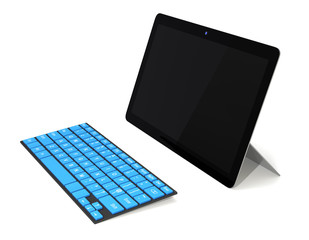 Laptop PC with separated monitor and keyboard(blue)