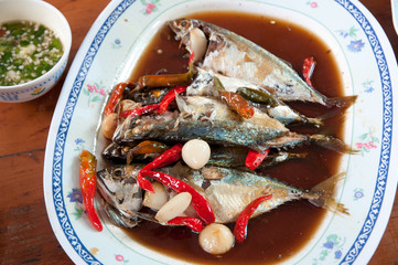 Mackerel soak in syrup,local food of Thailand