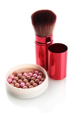 powder and brush isolated on white