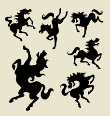 Horse dancing silhouette vector