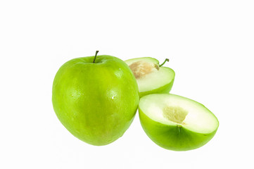 The jujube full and half on white background