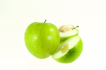 The jujube full and half on white background