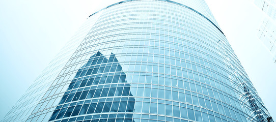glass high rise building skyscrapers in modern futuristic - 48479369