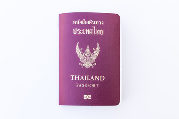 Thailand passport isolated on white background