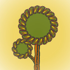 Illustration of decorative tree with text area