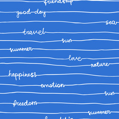 Seamless hand write stripe pattern with words