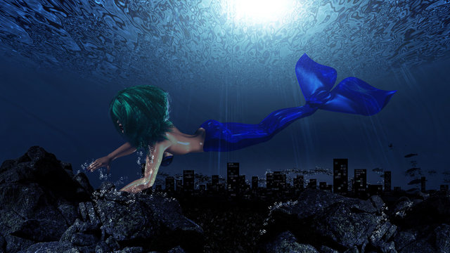 Mermaid in underwater world