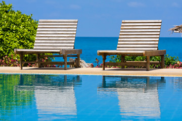 Swimming pool on the beach in Thailand