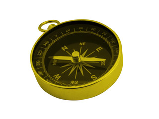 yellow compass isolated on white