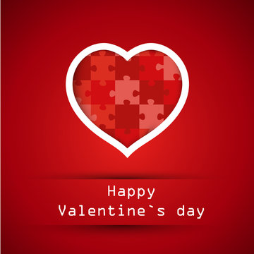 red valentine puzzle heart