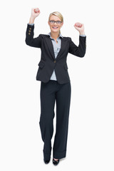 Businesswoman cheering