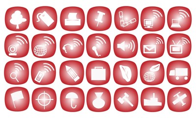 The Icons Set on A Red Background