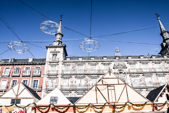 Detail of a decorated facadeat the Palza Mayor,Madrid,Spain