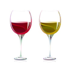 Verres de vins rouge et blanc