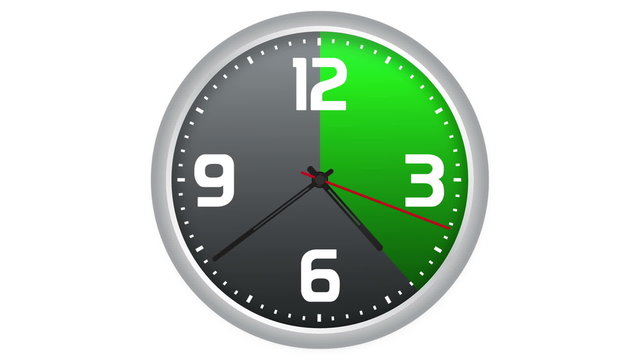 Animated clock timelapse. Progressive scanning in green.