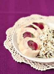 Chicken breasts stuffed with grapes
