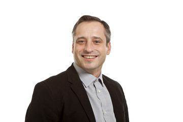 portrait of adult man, isolated on white background