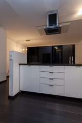 Minimalist apartment - kitchen with hood