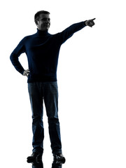 man pointing finger silhouette full length