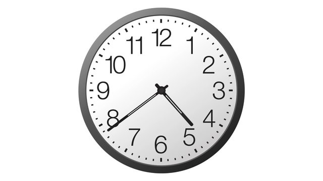 Animated realistic clock. 24 hours time lapse.