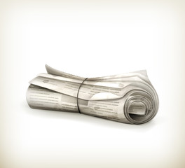 Rolled Newspaper, old-style isolated
