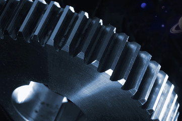 large gear wheel in space, planets and stars, sci-fi concept