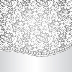 lace background and pearl necklace