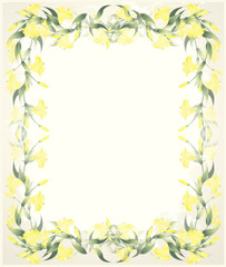 Greeting card with a lily. Lily illustration.  Decorative framew