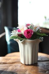 Purple flower in jar