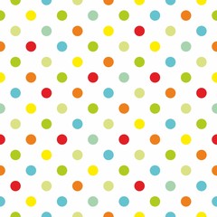 Colorful polka dots white background seamless vector pattern © ingalinder