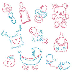 Baby, Eltern, Kind, Kinder, vector set