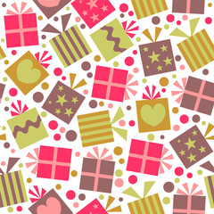 Seamless pattern with gift boxes