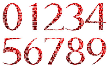 Abstract red numbers set