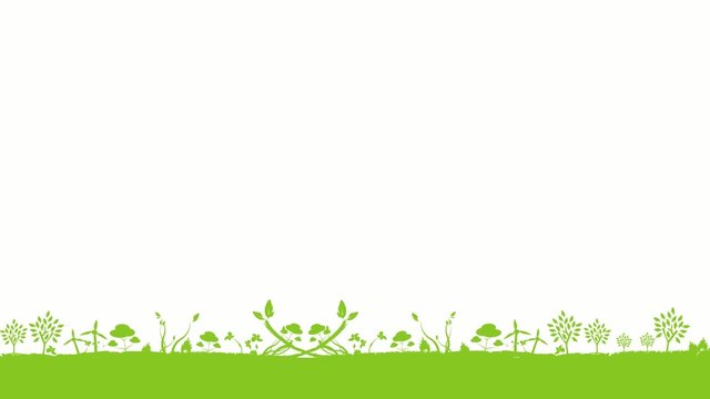 Travelling green grass leaves white background animated