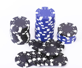 Casino chips over white