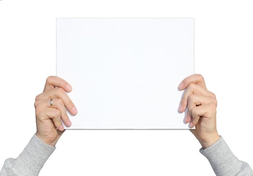 H&auml;nde mit Schild