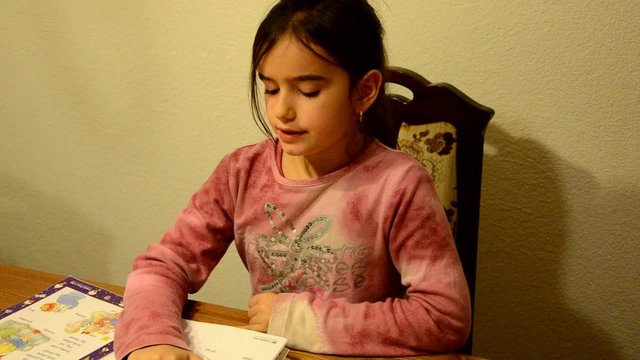 Schulm&auml;dchen beim lesen