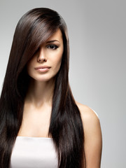 Beautiful woman with long straight hair