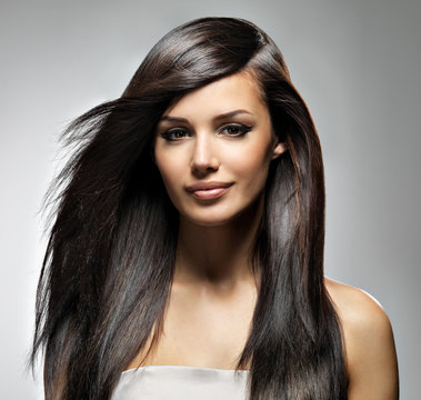 Beautiful woman with long straight hair