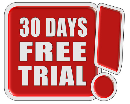 !-Schild rot quad 30 DAYS FREE TRIAL