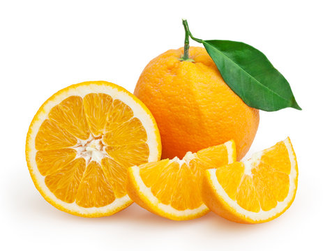 Oranges isolated on white background with clipping path
