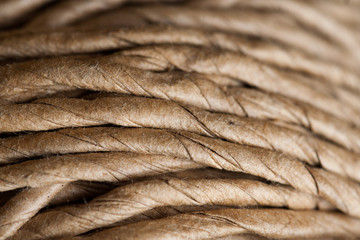 Hank of rope. Side view. Used in gardening. Closeup