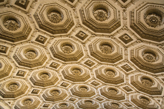 Vintage ceiling floral decorations Altar of the Motherland. Rome