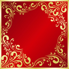 Luxury red  Background decorated a gold frame.